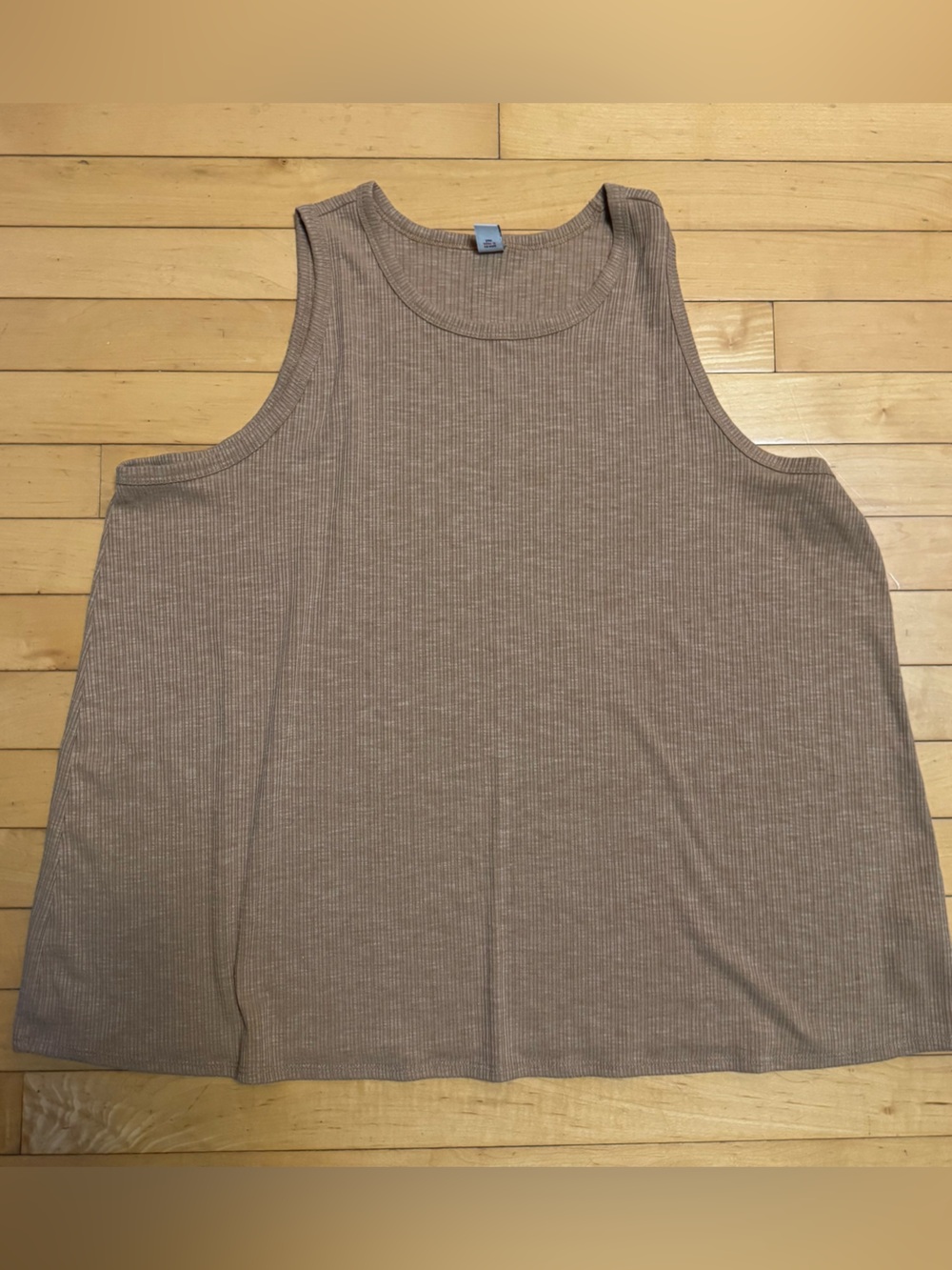 Old Navy Luxe tan khaki striped ribbed tank womens XL flare bottom gently used
